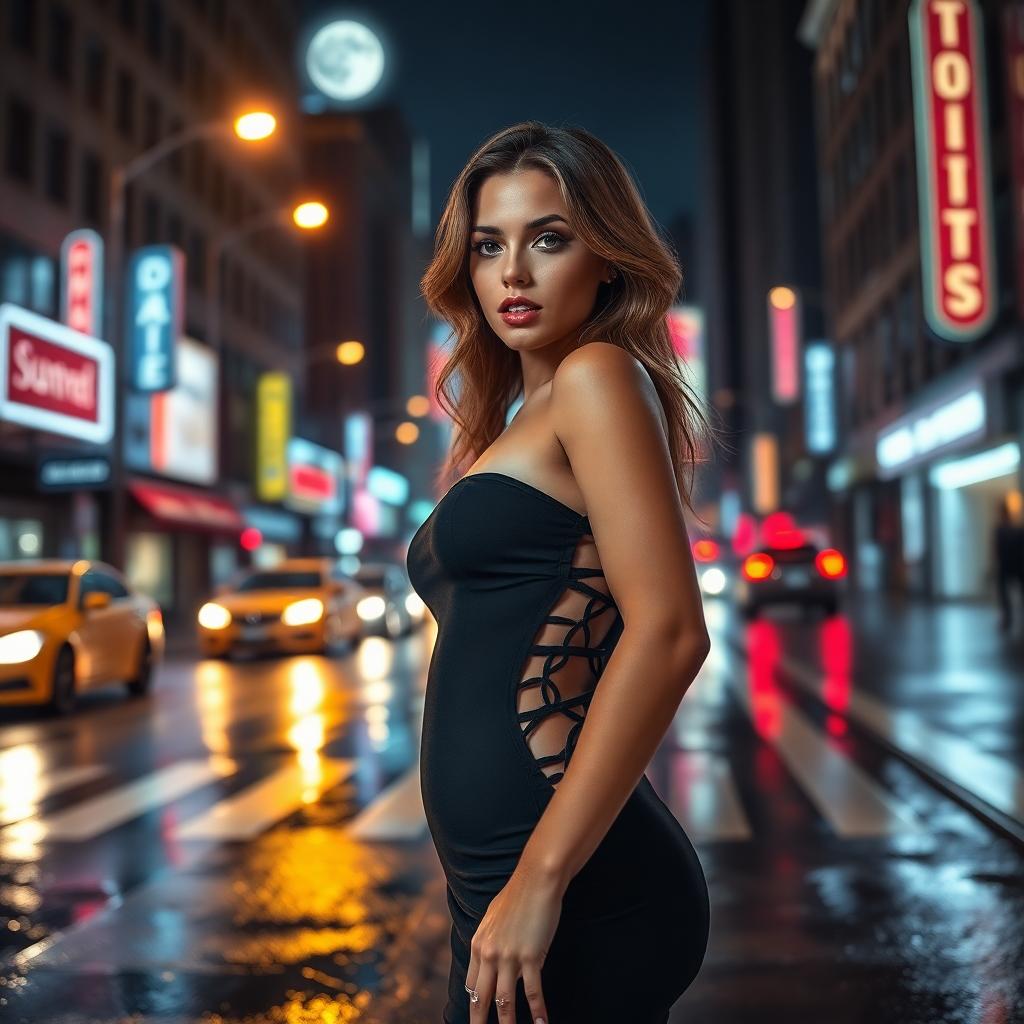 stunning-woman-bodycon-dress-urban-nigh
